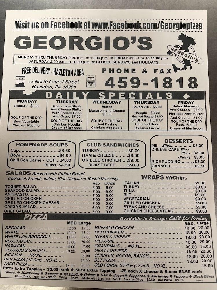 Georgio's Sub & Pizza Shoppe Menu image 3